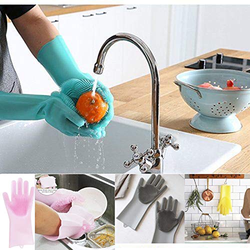 Single Pair Magic Silicone Rubber Dish Washing Gloves Eco-Friendly Scrubber Cleaning