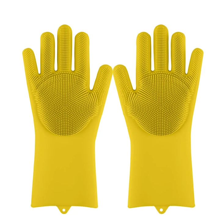 Single Pair Magic Silicone Rubber Dish Washing Gloves Eco-Friendly Scrubber Cleaning